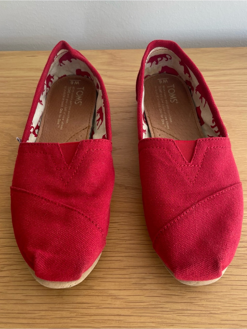 Toms Red Canvas Slip-On Flats